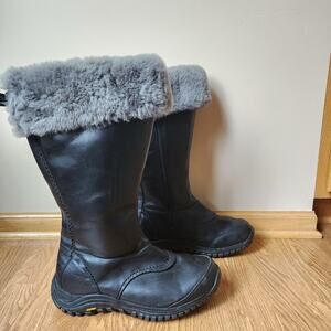 Ugg Australia Tall Miko Black Waterproof Leather Sheepskin Boots Womens Size 12